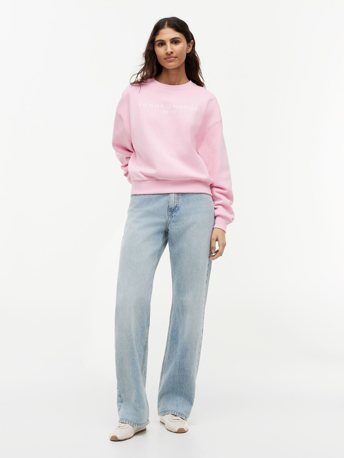 Logo Relaxed Fleece Sweatshirt — Pink
