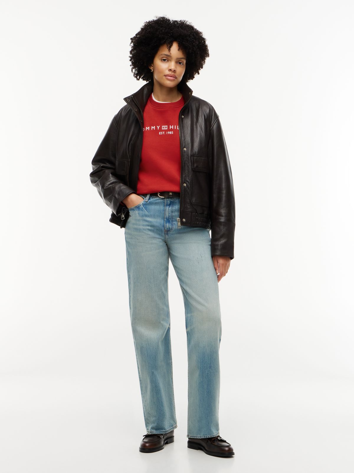 Logo Relaxed Fleece Sweatshirt — Red