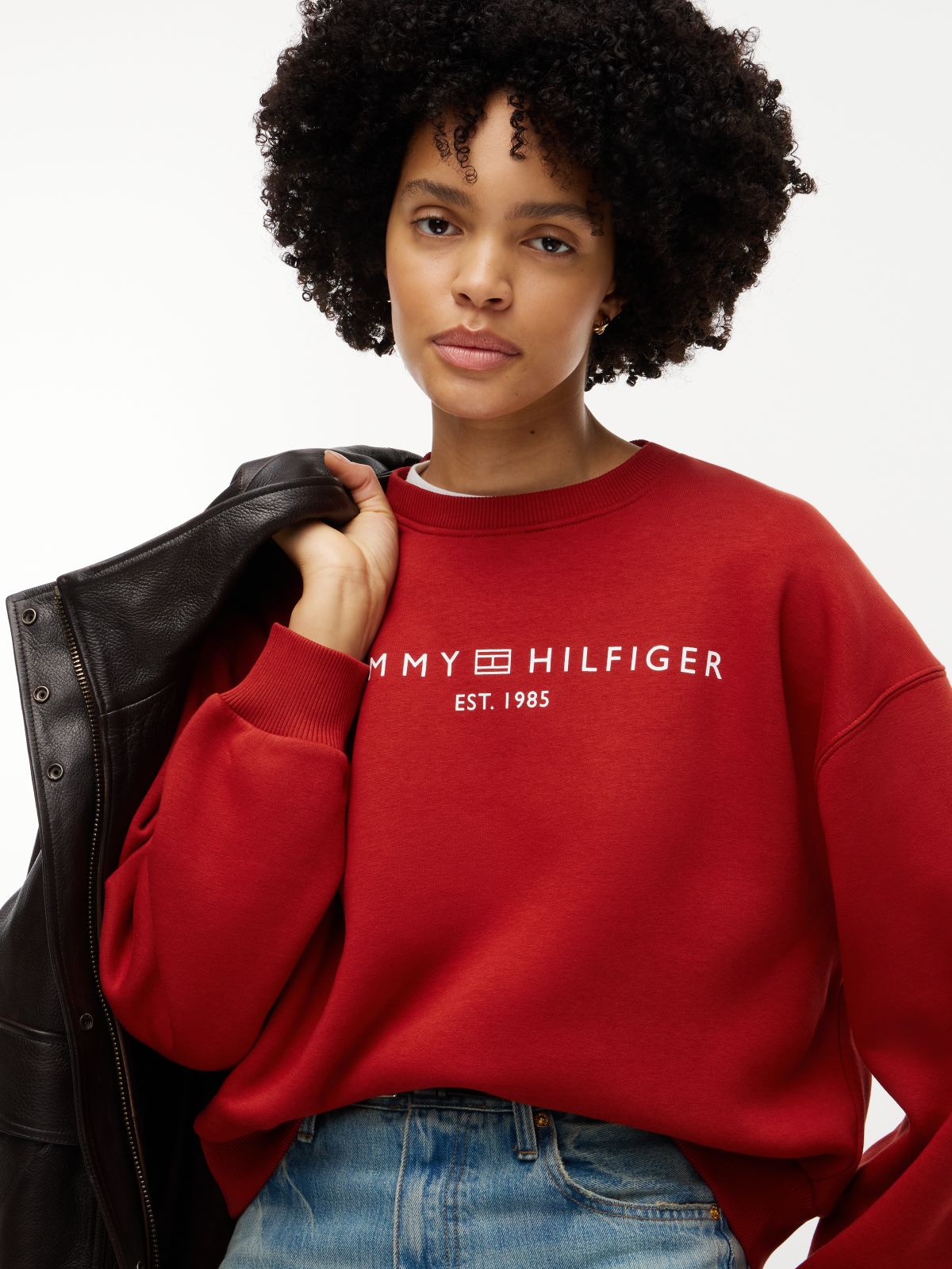 Logo Relaxed Fleece Sweatshirt — Red