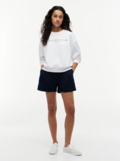 Logo Relaxed Fleece Sweatshirt — White 2