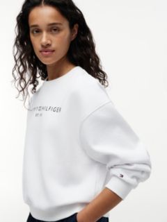 Logo Relaxed Fleece Sweatshirt — White 3