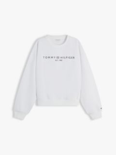 Logo Relaxed Fleece Sweatshirt — White 5