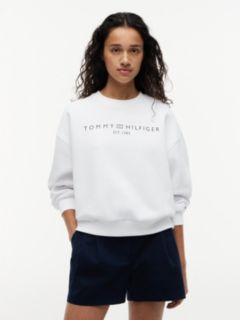 Logo Relaxed Fleece Sweatshirt — White 1