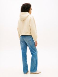 Logo Fleece Relaxed Drawstring Hoody — Beige 4