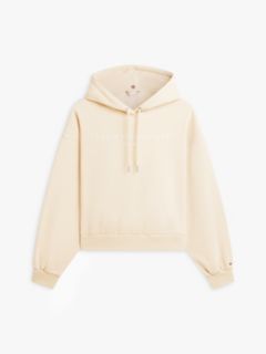 Logo Fleece Relaxed Drawstring Hoody — Beige 5