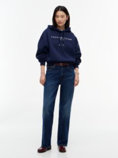 Logo Fleece Relaxed Drawstring Hoody — Blue 2