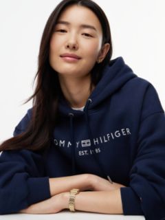 Logo Fleece Relaxed Drawstring Hoody — Blue 3