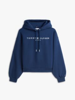 Logo Fleece Relaxed Drawstring Hoody — Blue 5