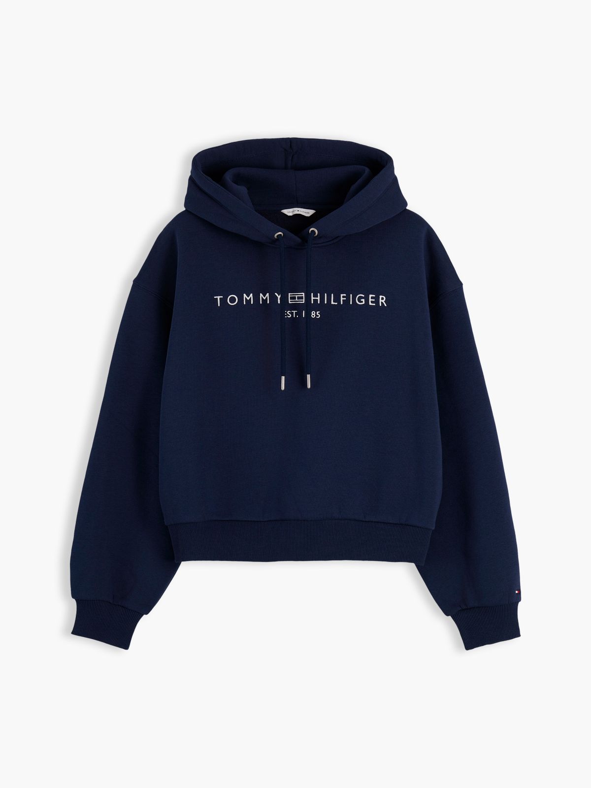 Logo Fleece Relaxed Drawstring Hoody — Blue