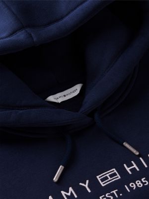 blue logo flex fleece relaxed hoody for women tommy hilfiger