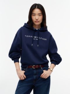 Logo Fleece Relaxed Drawstring Hoody — Blue 1