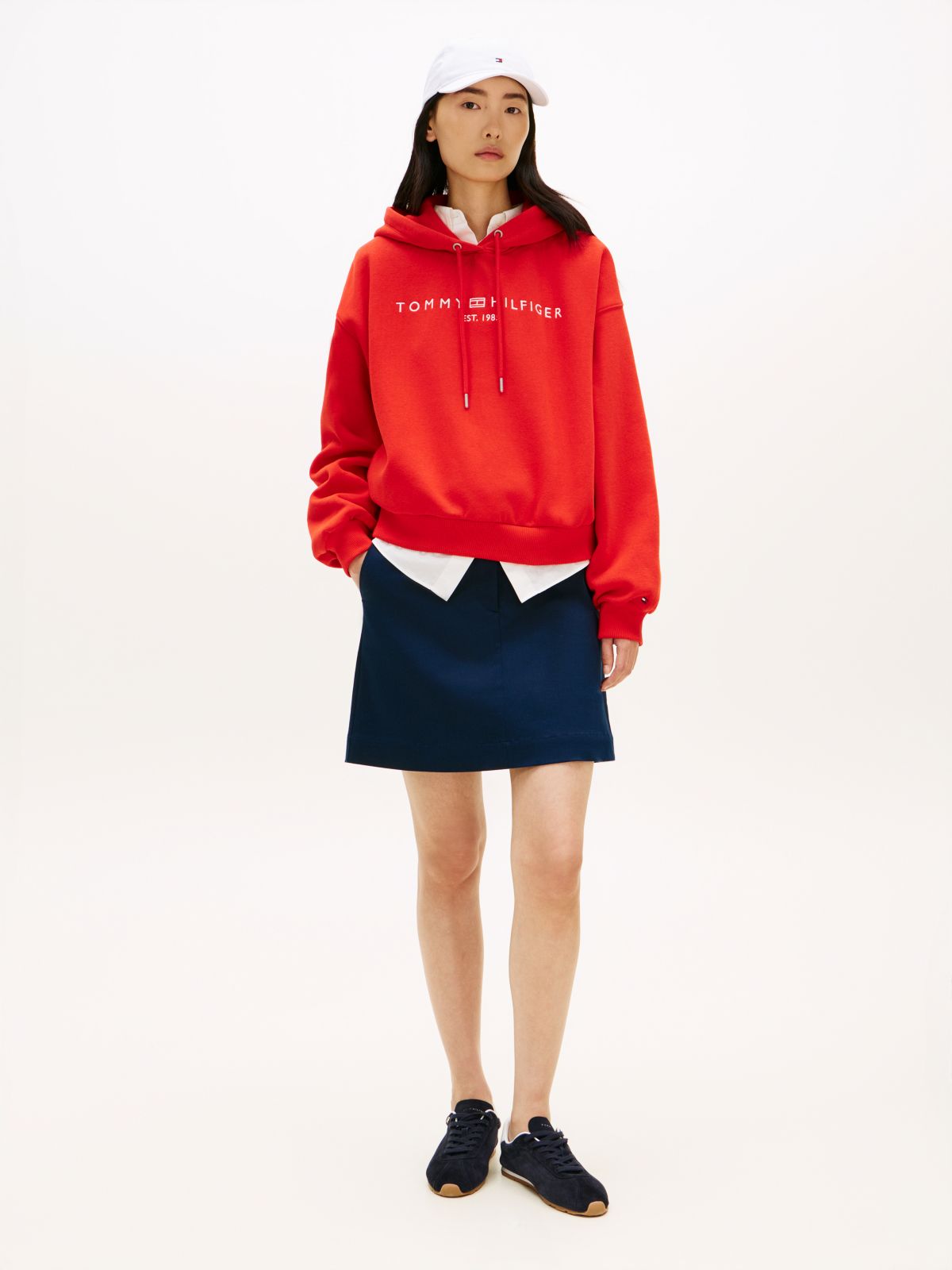 Logo Fleece Relaxed Drawstring Hoody — Orange