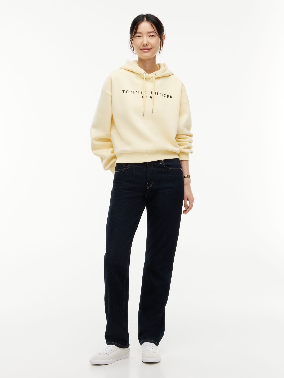 Logo Fleece Relaxed Drawstring Hoody — Yellow
