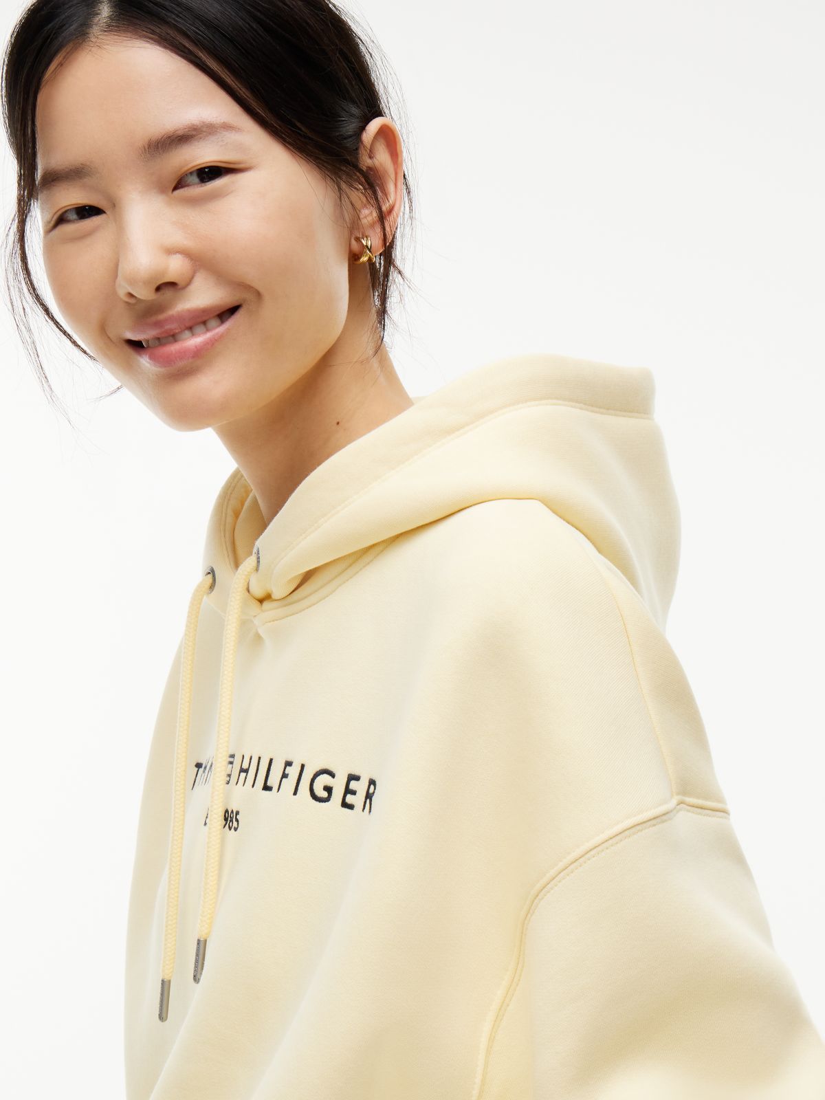 Logo Fleece Relaxed Drawstring Hoody — Yellow