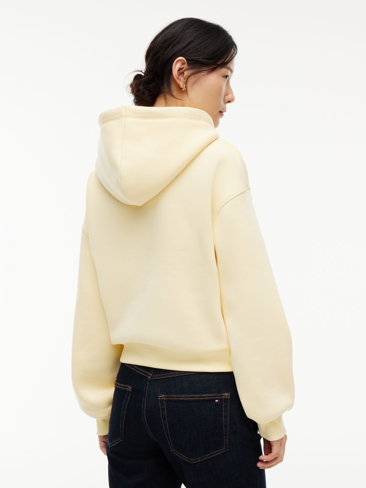 Logo Fleece Relaxed Drawstring Hoody — Yellow