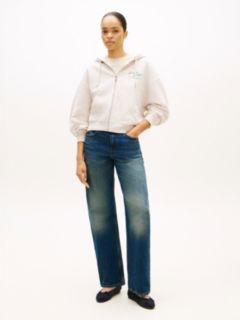 Terry Relaxed Zip-Thru Hoody — Beige 3