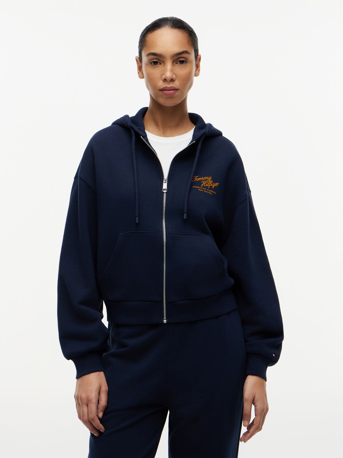 Terry Relaxed Zip-Thru Hoody — Blue