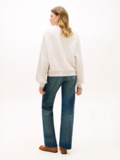 Logo Relaxed Boat Neck Sweatshirt — Beige 4