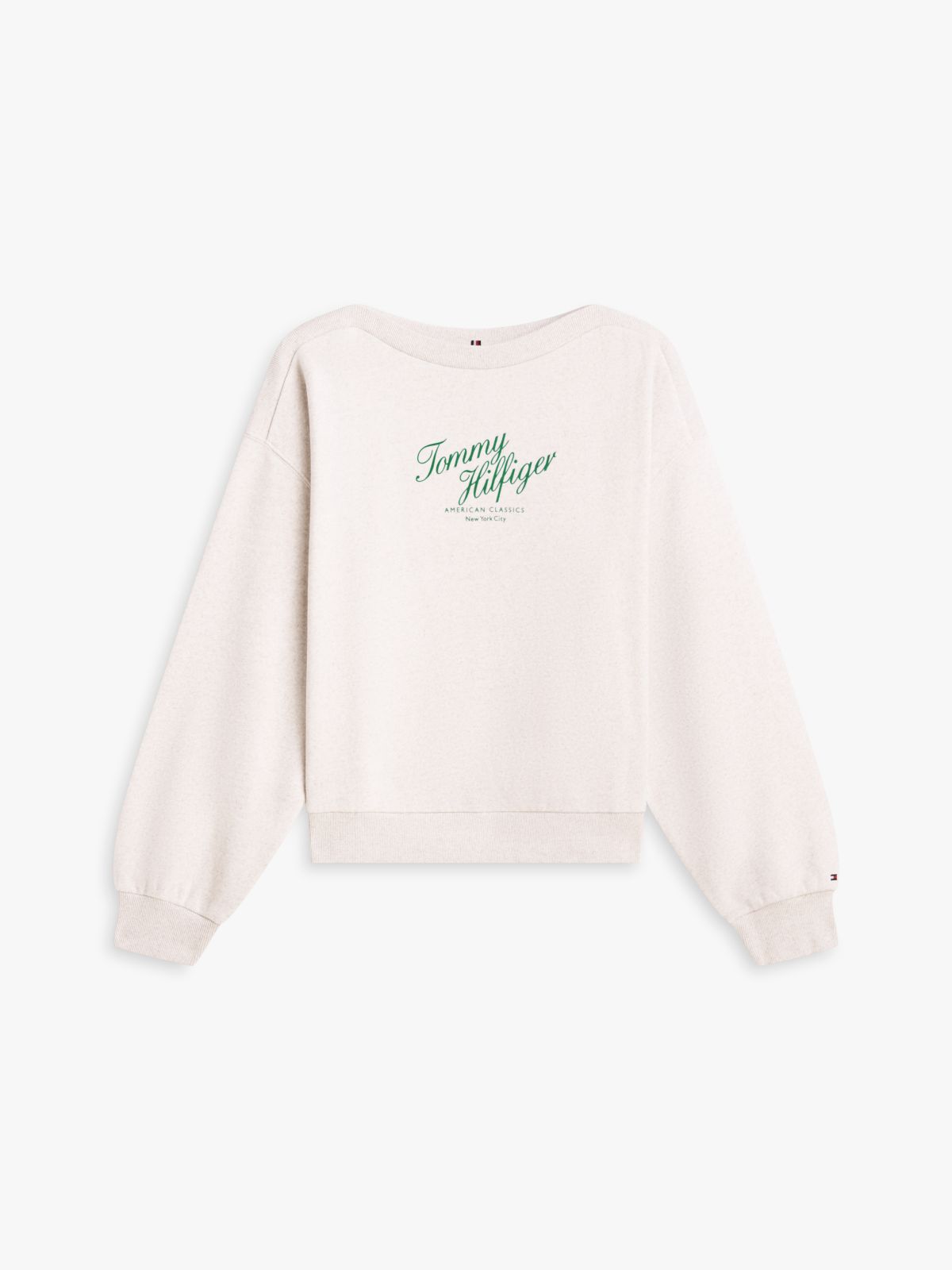Logo Relaxed Boat Neck Sweatshirt — Beige