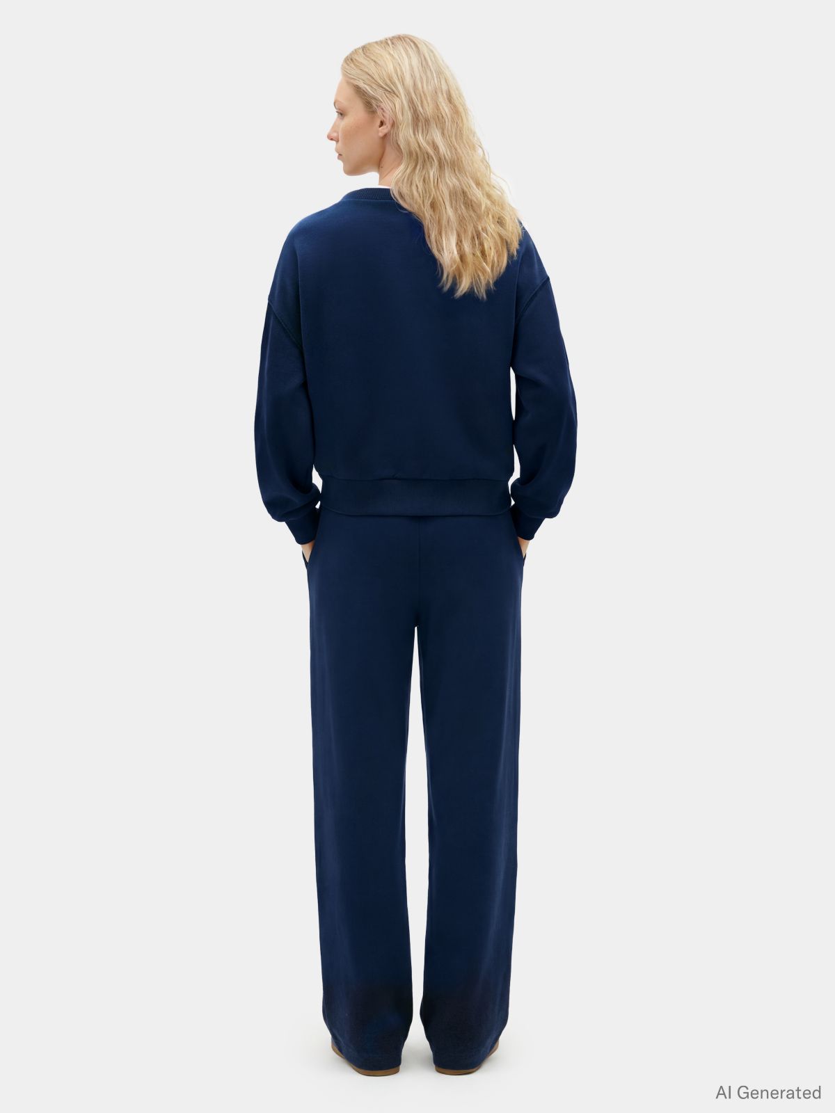 Logo Relaxed Boat Neck Sweatshirt — Blue