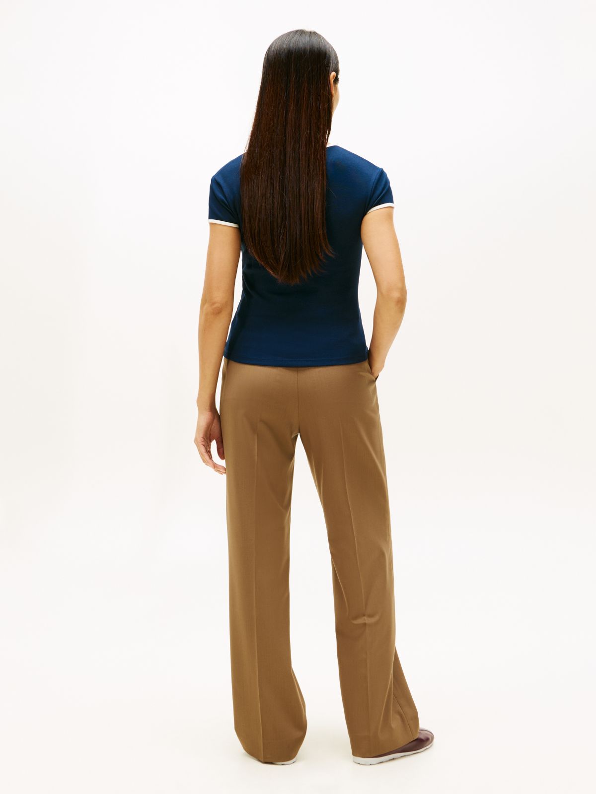 Logo Slim Ringer T-Shirt — Blue