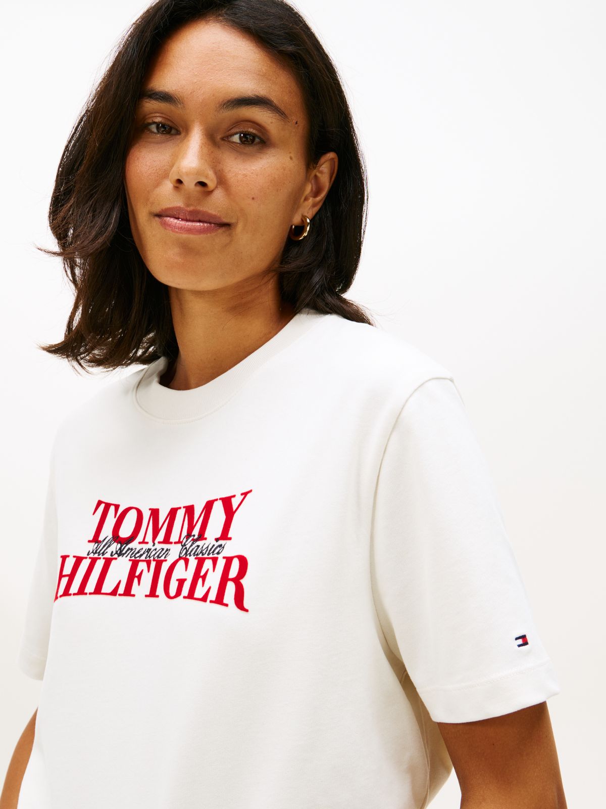 Classic Flock Logo Relaxed T-Shirt — White