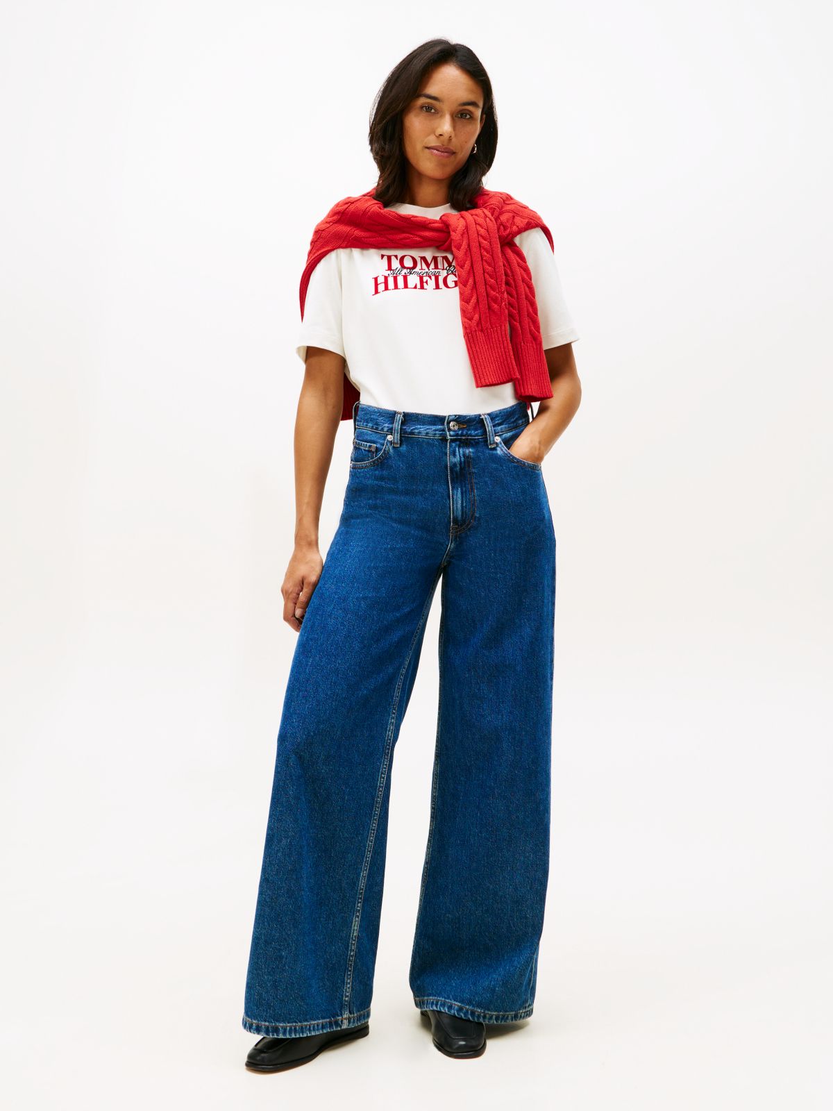Classic Flock Logo Relaxed T-Shirt — White