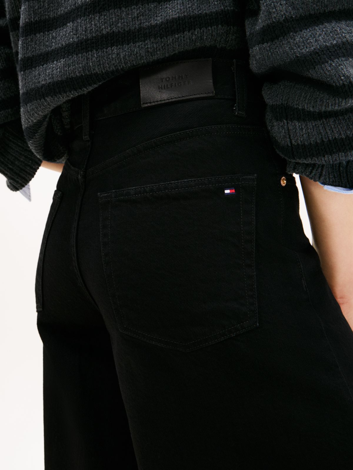 70s High Rise Wide Leg Black Jeans — Black