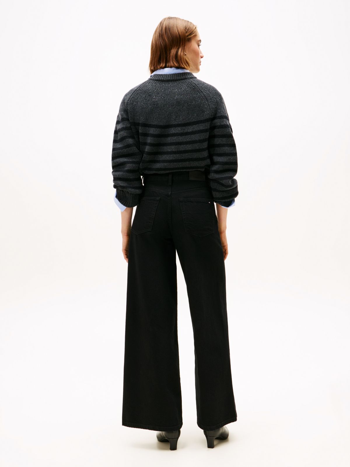 70s High Rise Wide Leg Black Jeans — Black