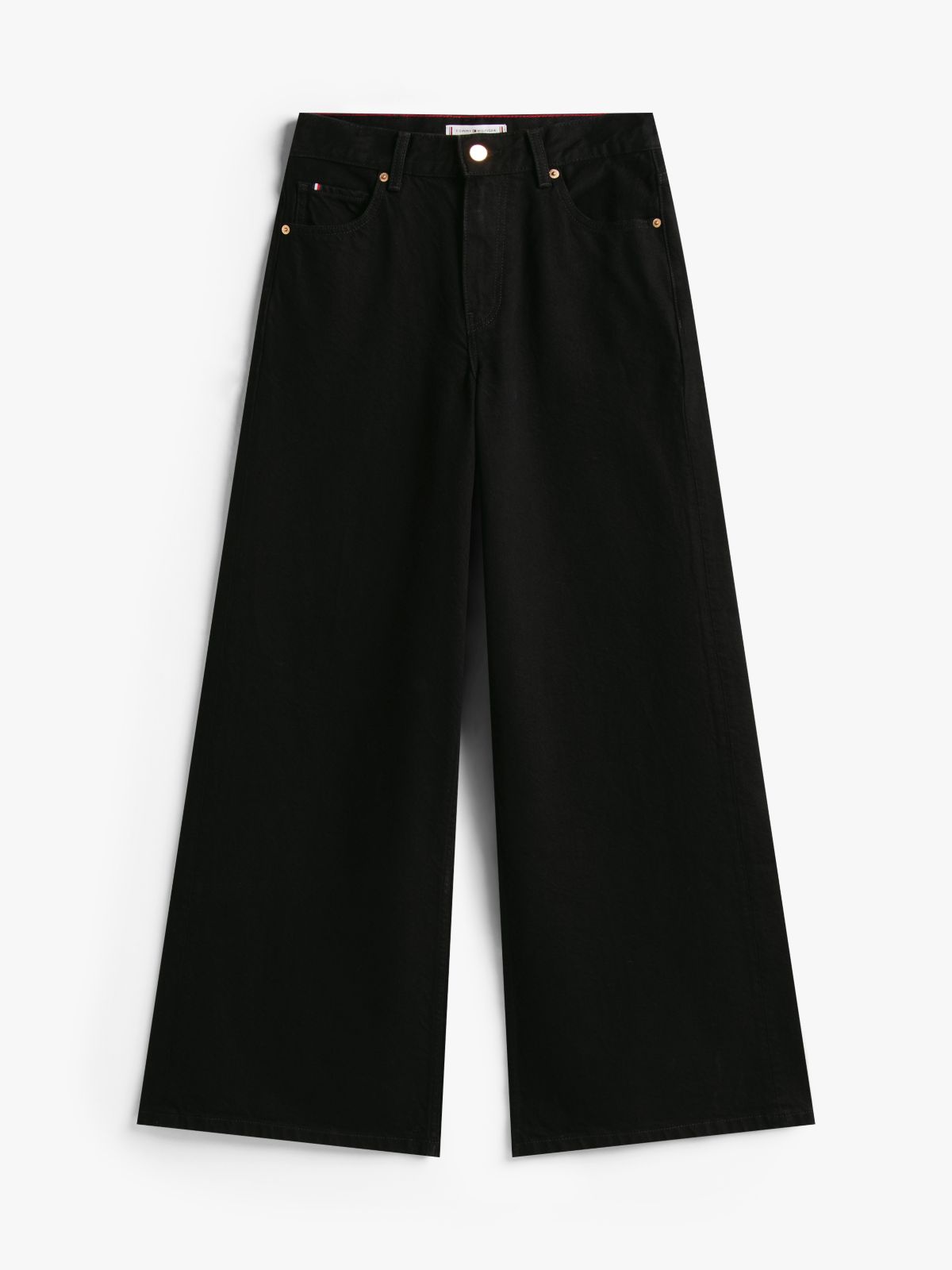 70s High Rise Wide Leg Black Jeans — Black