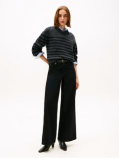 70s High Rise Wide Leg Black Jeans — Black 1