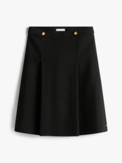 Gold-Tone Button A-Line Midi Skirt — Black 6