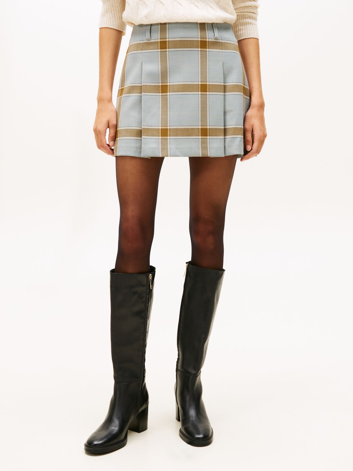 Houndstooth Check Mini Skirt — Multi