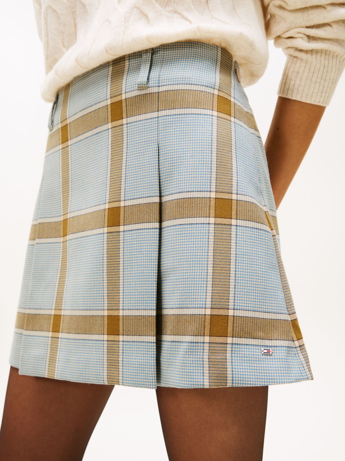 Houndstooth Check Mini Skirt — Multi