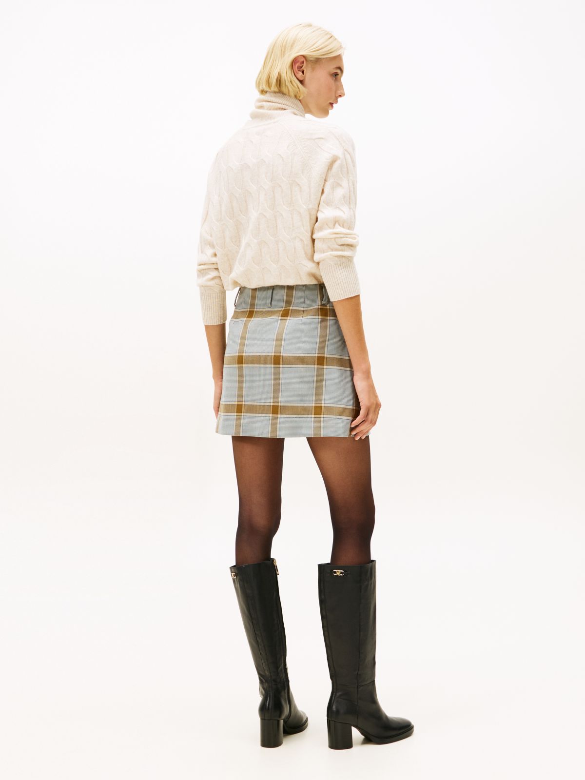 Houndstooth Check Mini Skirt — Multi