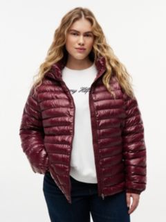 Curve Lightweight Down Shiny Slim Jacket — Red 1
