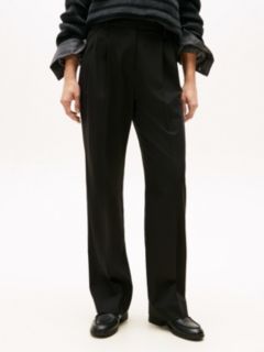 Timeless Pleated Relaxed Straight Leg Trousers — Black 2