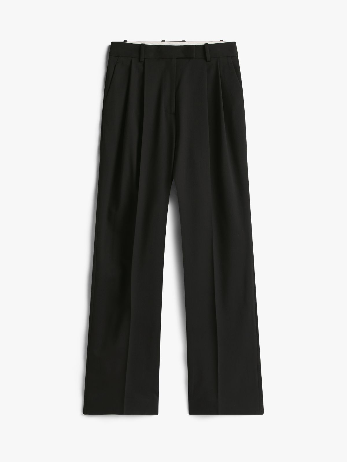 Timeless Pleated Relaxed Straight Leg Trousers — Black