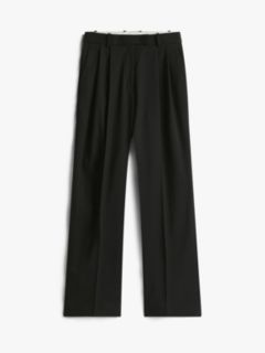Timeless Pleated Relaxed Straight Leg Trousers — Black 5
