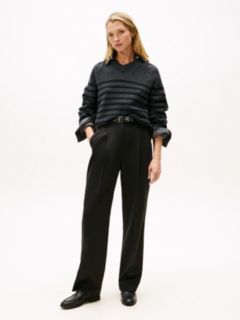 Timeless Pleated Relaxed Straight Leg Trousers — Black 1