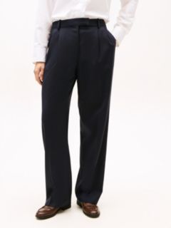 Timeless Pleated Relaxed Straight Leg Trousers — Blue 2
