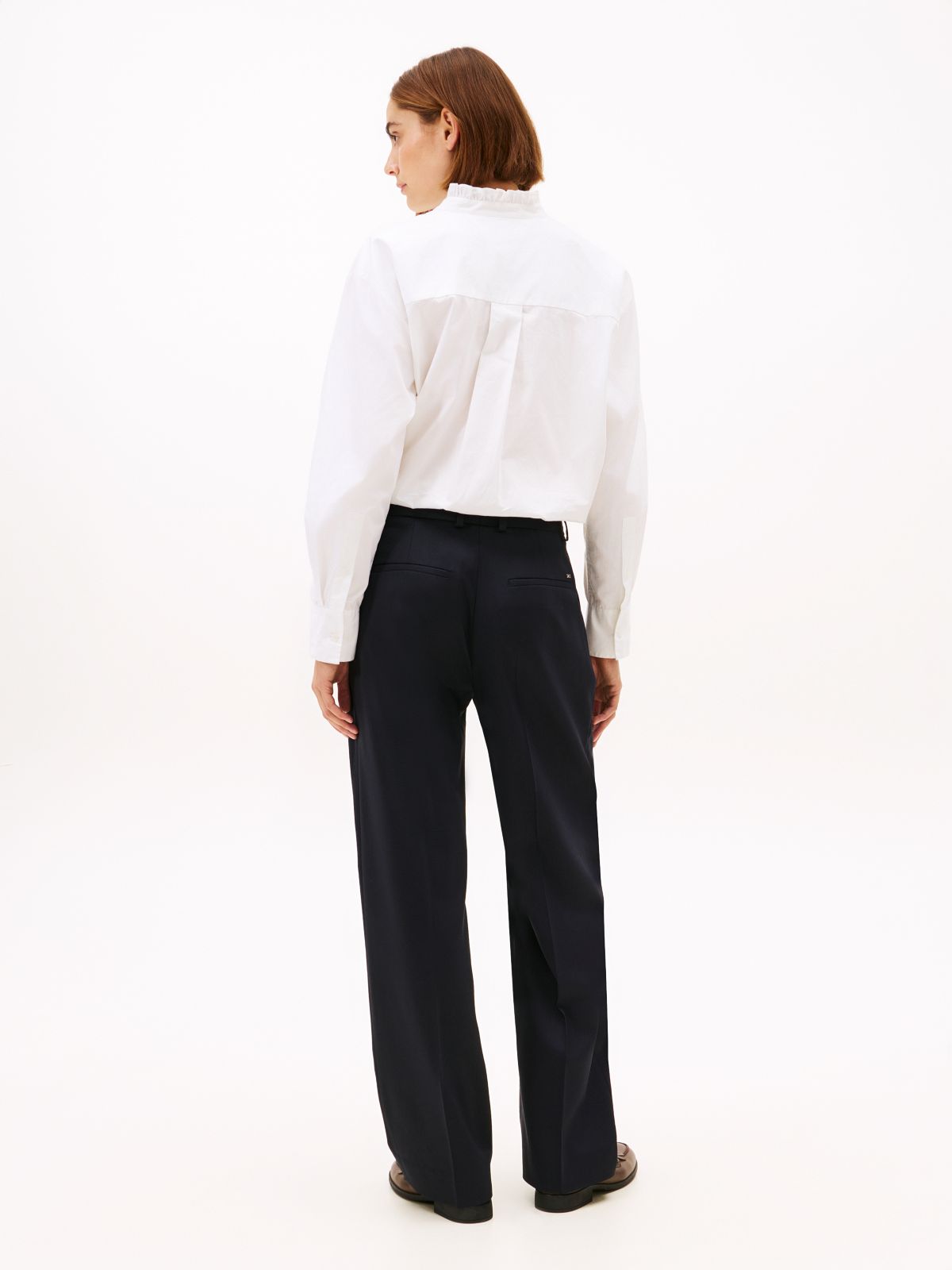 Timeless Pleated Relaxed Straight Leg Trousers — Blue