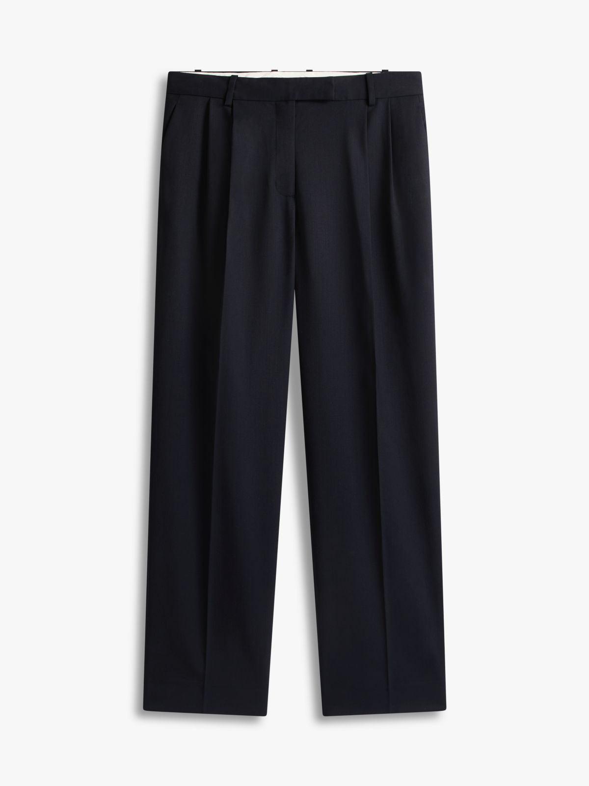 Timeless Pleated Relaxed Straight Leg Trousers — Blue