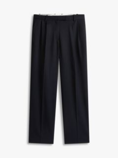 Timeless Pleated Relaxed Straight Leg Trousers — Blue 5
