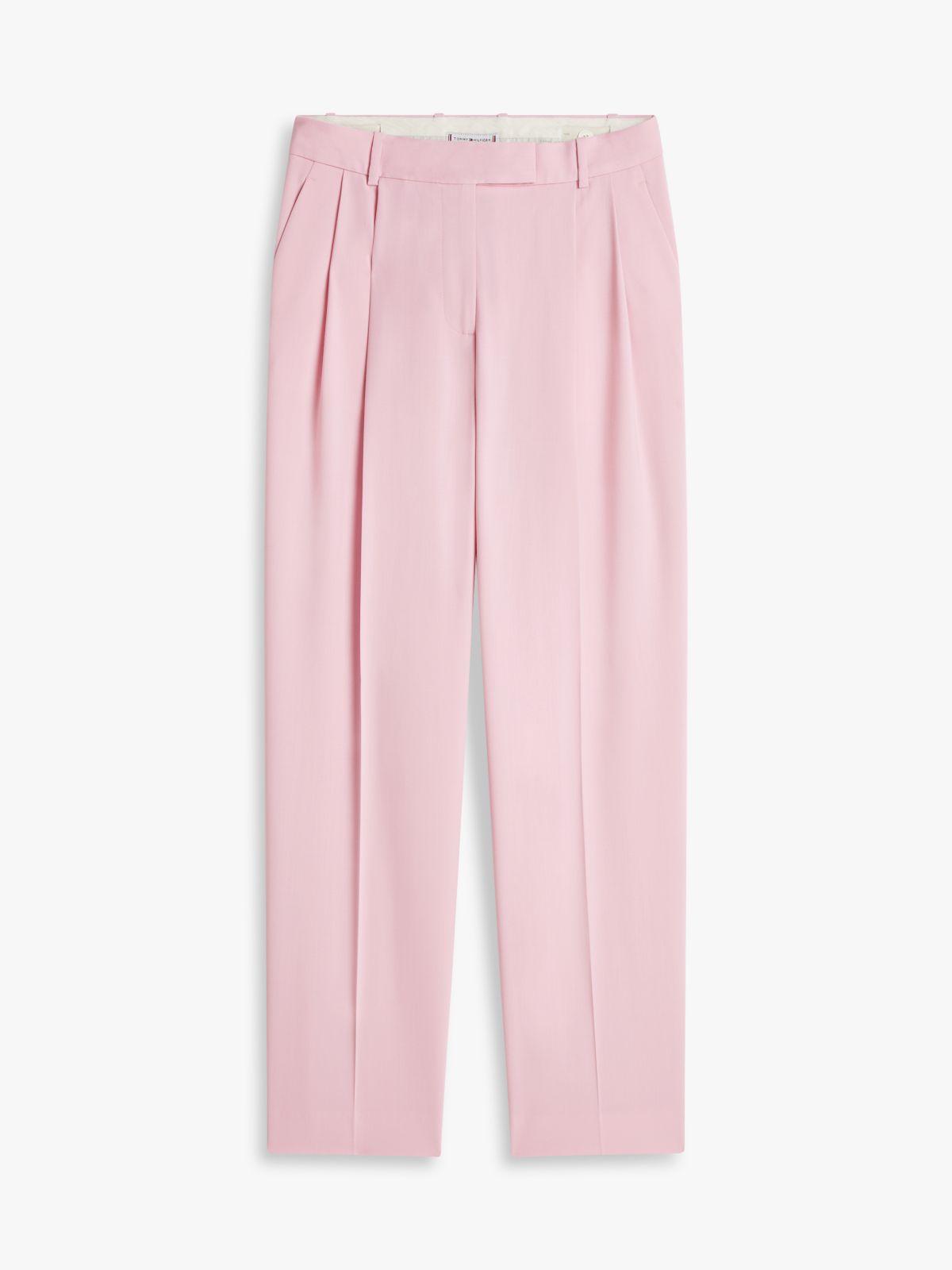 Timeless Pleated Relaxed Straight Leg Trousers — Pink