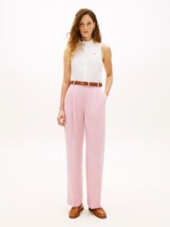 Timeless Pleated Relaxed Straight Leg Trousers — Pink 1