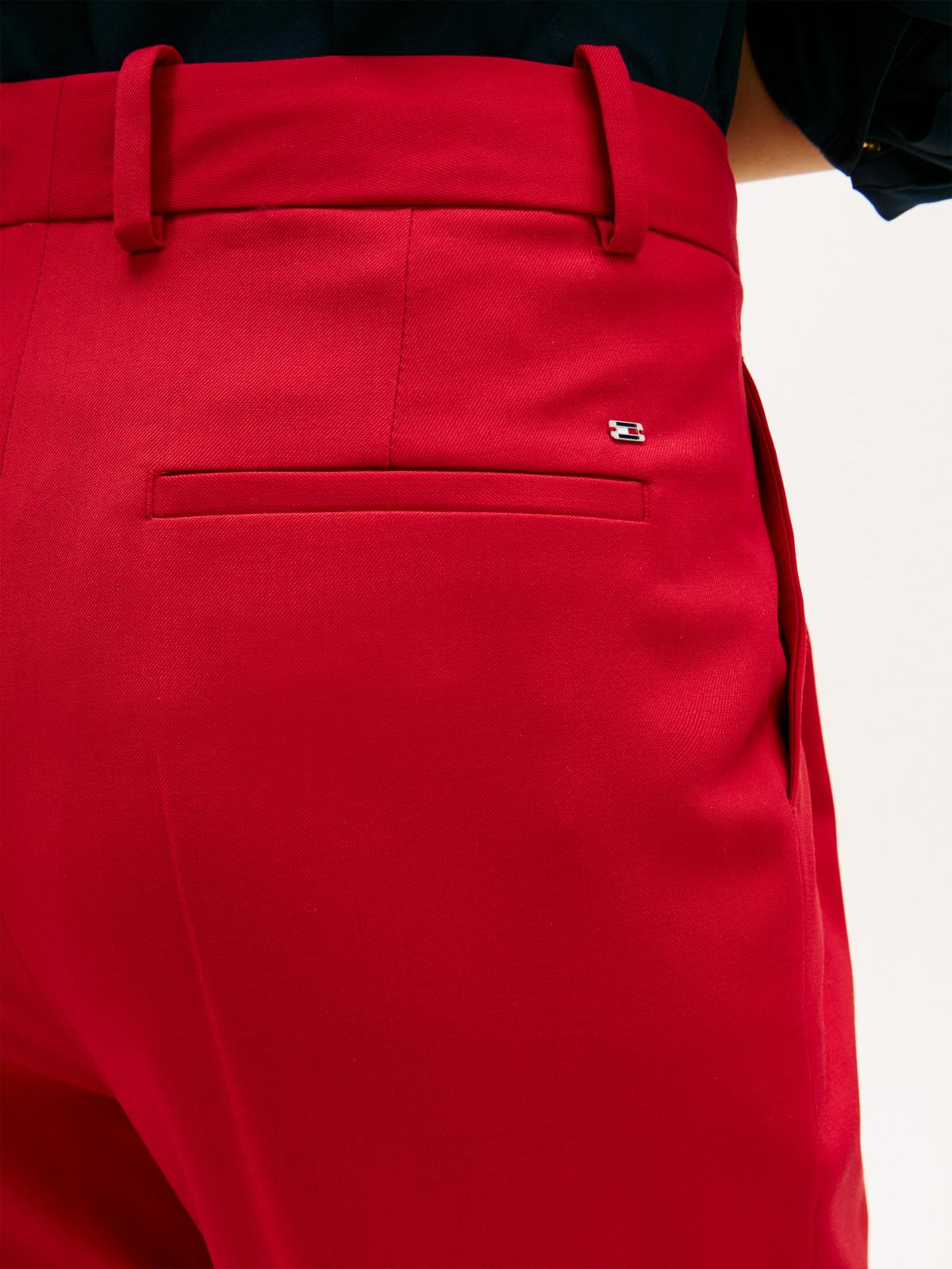 Timeless Pleated Relaxed Straight Leg Trousers — Red