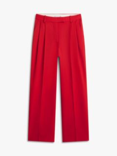 Timeless Pleated Relaxed Straight Leg Trousers — Red 6