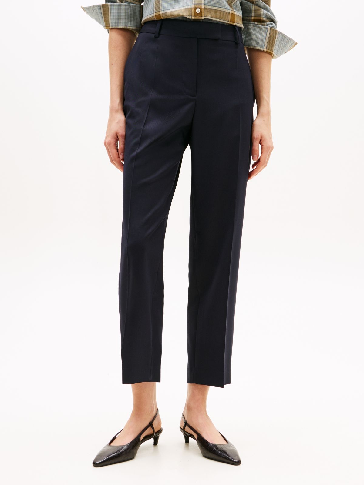 Timeless Slim Straight Leg Ankle Trousers — Burgundy