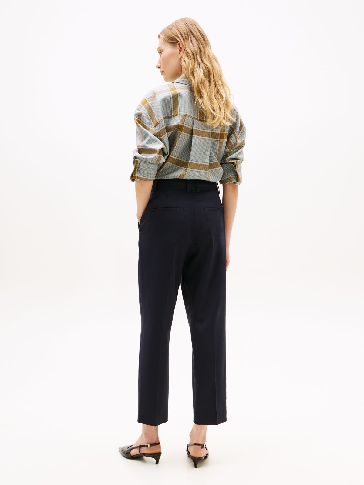 Timeless Slim Straight Leg Ankle Trousers — Burgundy